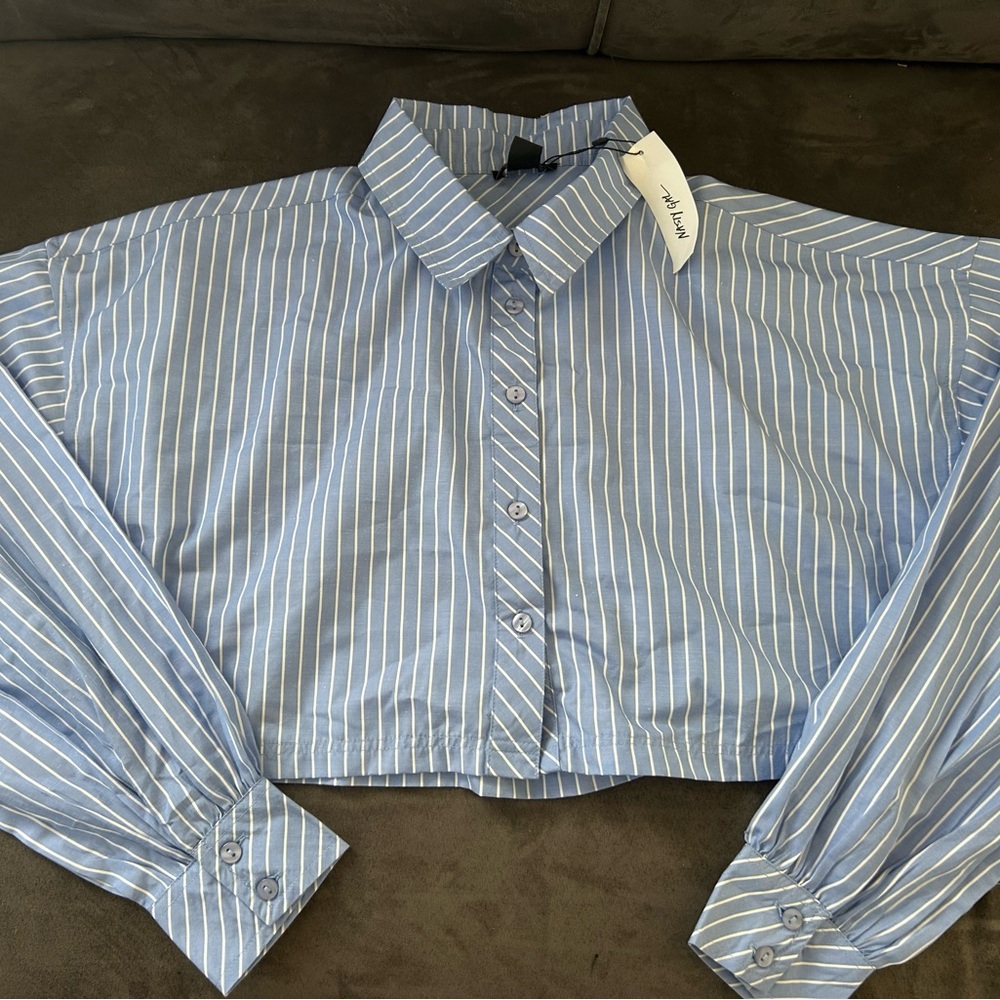 Light Blue pin stripe - Crop Top